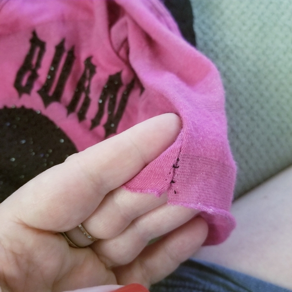 Crash and Burn Pink Top with black rhinestones Size S - Picture 8 of 12